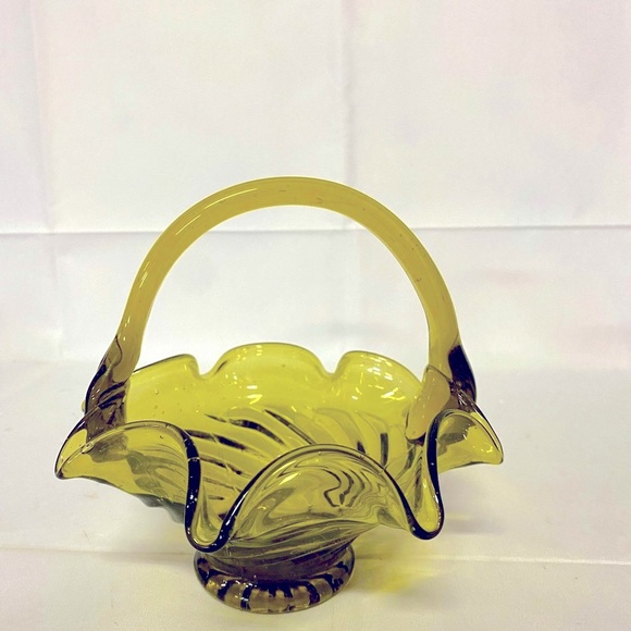 Other - Vintage green art glass basket